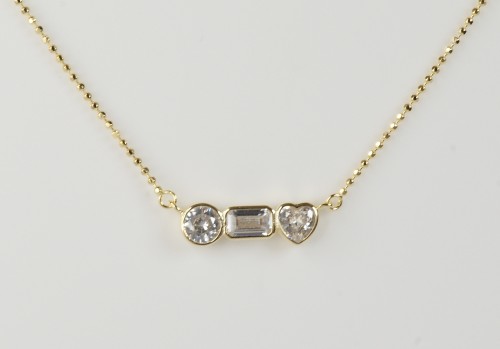 Sterling Silver Vermaille Plated/CZ Necklet plug Chain